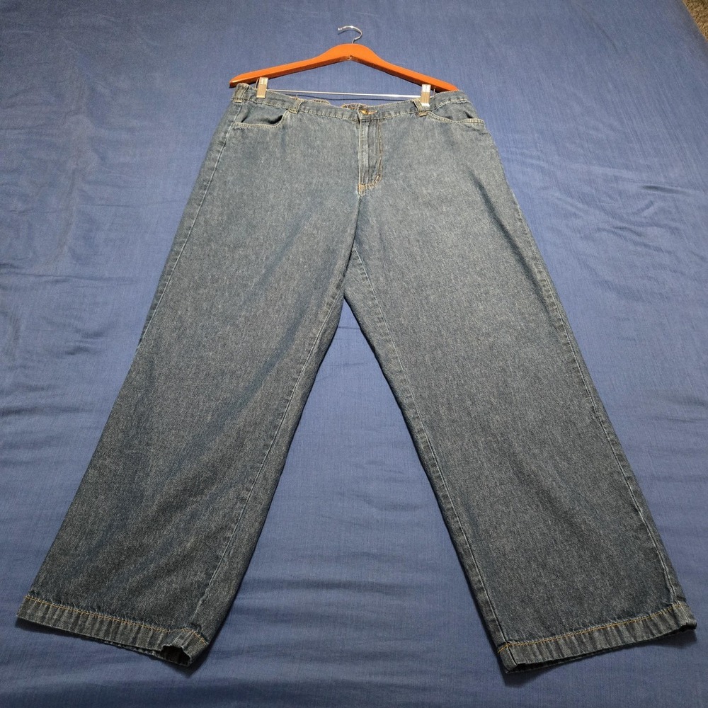John Blair Jeans Mens 34x27 Blue Relaxed Wide Leg Elastic Waist Medium Wash